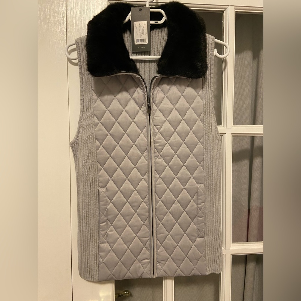Jones New York faux fur trim vest